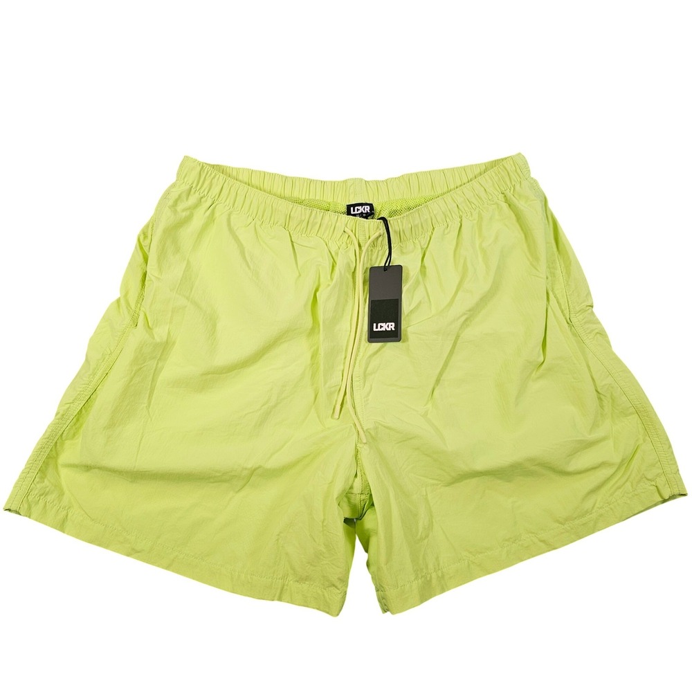 LCKR WVN Shorts Mens XL Neon Yellow Lime Green Woven Mesh Lined‎ L122WS1 NWT